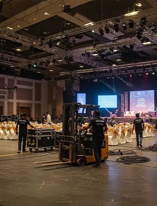 Technical crew, logistics, and on-site management